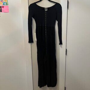 Moda International Black Long Sleeve Maxi Dress, Size Small
